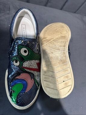 Marc Jacobs Kids Navy Slip-On Sneakers with Multicolor Patchwork Frog
